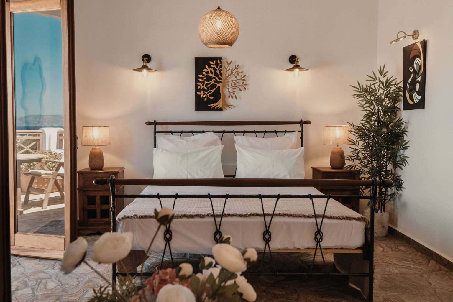Kyma Suite bedroom at Villa Kyma, Aegina